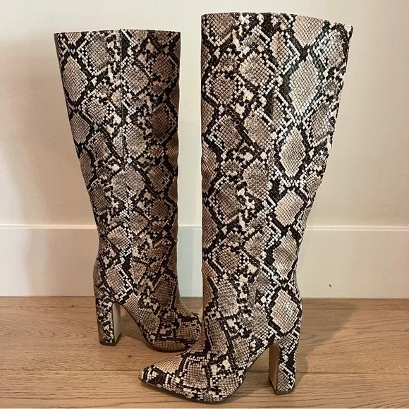 Steve Madden Shoes Nwb Rogue Tan Snake Boots Poshmark